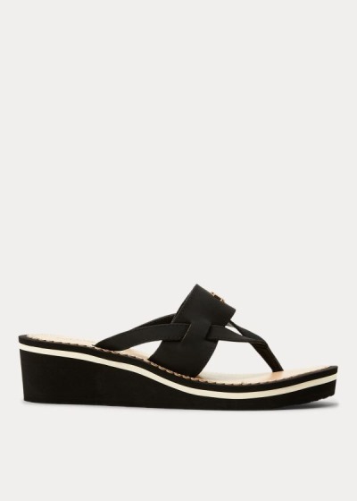 Sandalias Ralph Lauren Mujer Negros - Rosalind Wedge - GZAMV6593